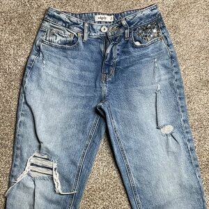 Edgely Blue Boyfriend Jeans with Distressed Details
